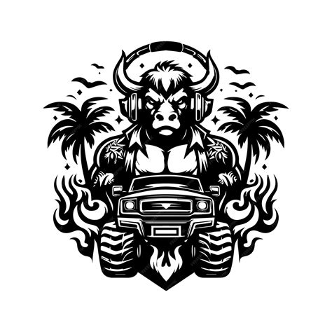Premium Vector | Monster car and bull logo design Design for clothing