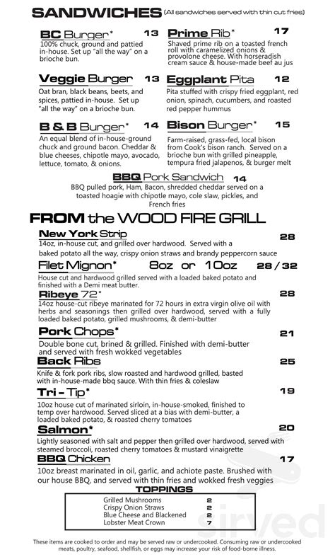 Black Canyon Restaurant menu in Fort Wayne, Indiana, USA