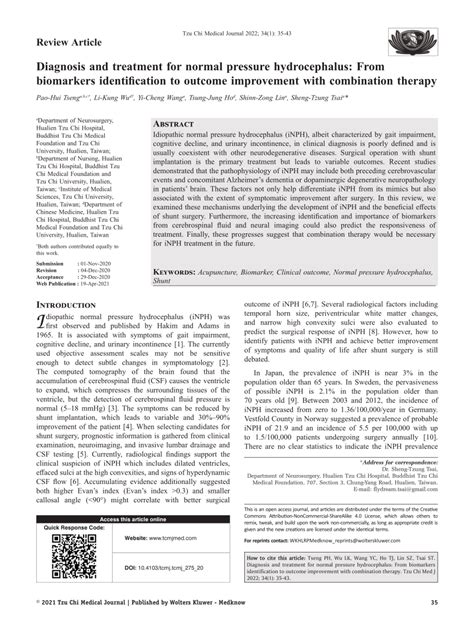 Pdf Diagnosis And Treatment For Normal Pressure Hydrocephalus From Biomarkers Identification