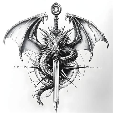 Sword for black dragon tattoo | Premium AI-generated image