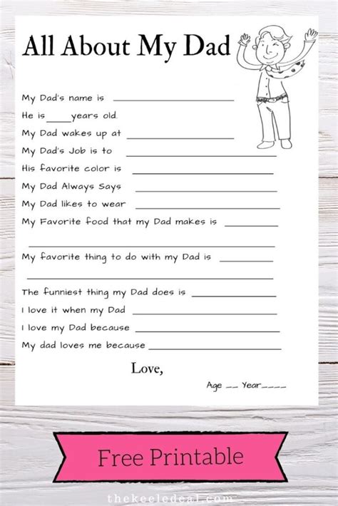 About My Dad Free Printable