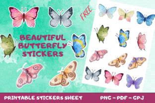 Beautiful Butterfly Printable Stickers Graphic By Stars Kdp Creative