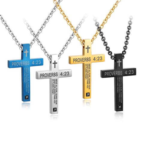 Wholesale Stainless Steel Fashion Bible Cross Pendant Necklace Friend