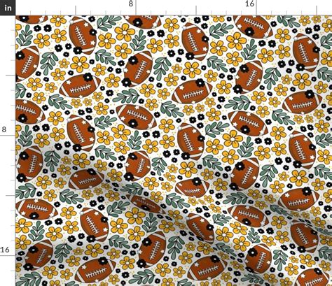 Medium Scale Team Spirit Football Floral Fabric Spoonflower