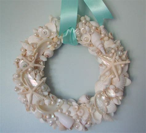 Beach Decor Seashell Wreath Shell Wreath W All White Shells Starfish