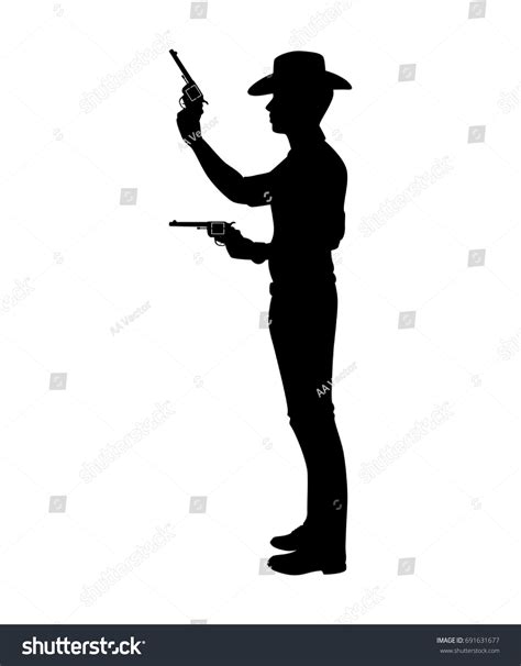 Standing Cowboy Silhouette Vector Stock Vector (Royalty Free) 691631677 ...