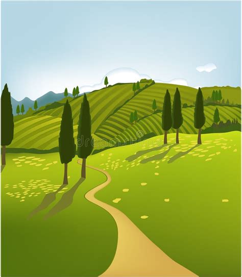 Green mountain landscape stock vector. Illustration of bush - 14430339