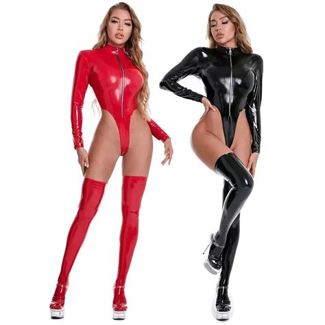 Combinaison De F Ts De Tambour En Latex Pour Femmes Catsuit Entrejambe