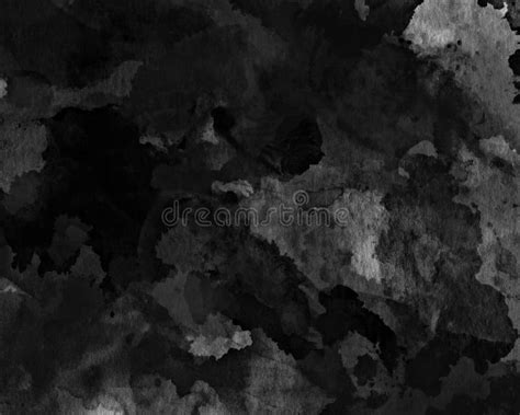 Abstract Black Ink And Watercolor Textures And Background Of Black