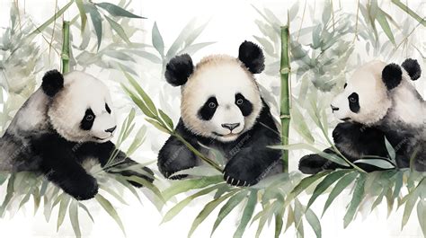 Premium Ai Image A Watercolor Painting Of Pandas In Bamboo