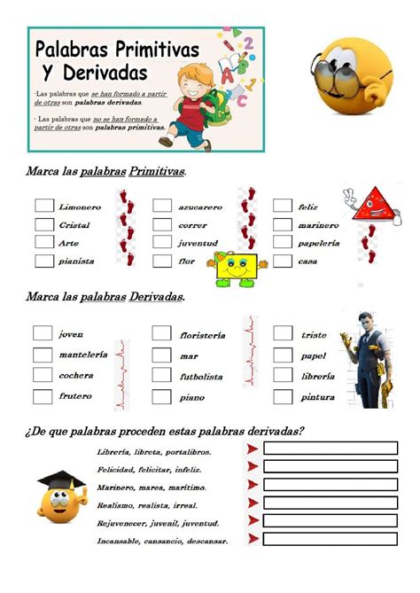 Actividad Online De Palabras Primitivas Y Derivadas Online Activities