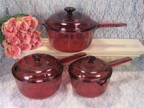 Vintage Corning Pyrex Cranberry Visions Glass Cookware