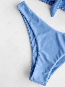 ZAFUL Smocked Tied Bandeau Bikini Set In LIGHT SKY BLUE ZAFUL 2024