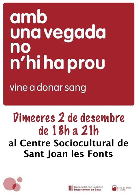 Nova CAMPANYA DE DONACIÓ DE SANG a Sant Joan les Fonts Web Oficial de