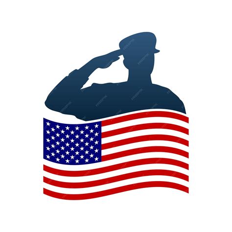 Soldier Saluting Flag Clipart