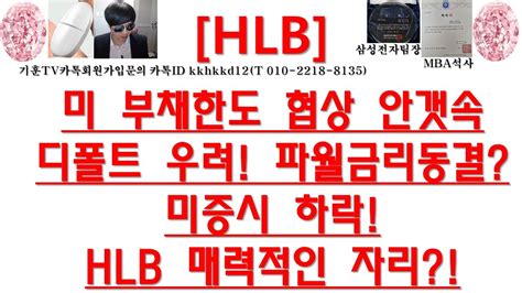 주식투자 Hlb미 부채한도 협상 안갯속디폴트 우려 파월금리동결미증시 하락hlb 매력적인 자리 Youtube