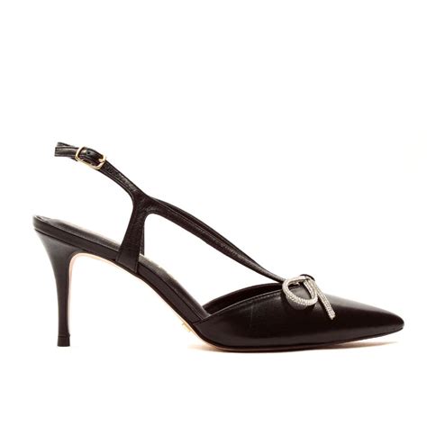 Slingback Couro Preto Salto M Dio Cecconello Preto