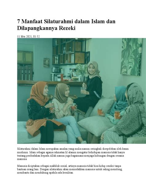 7 Manfaat Silaturahmi Dalam Islam Dan Dilapangkannya Rezeki Pdf