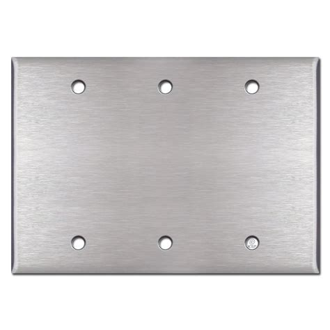 Center Mount 2 Gang Blank Wall Plate Cover Stainless Steel