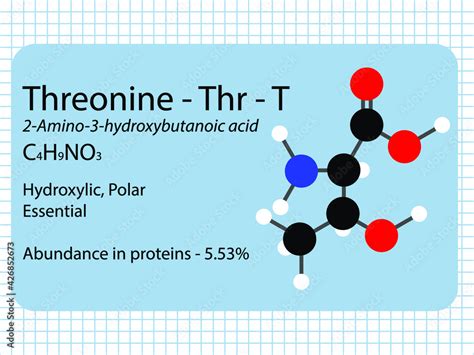 Threonine Thr T Essential Amino Acid Molecular Formula Chemical