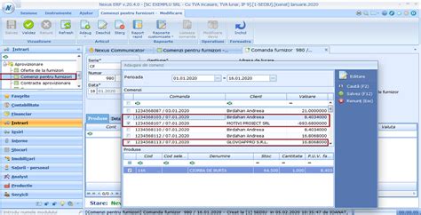 Nexus ERP Actualizare câmp Observații la adăugarea din comenzi