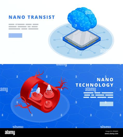 Nanotechnology Horizontal Banners Set With Transist Symbols Isometric