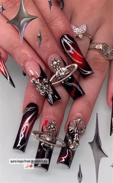 Punk Nails Edgy Nails Classy Acrylic Nails Grunge Nails Bling