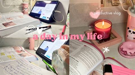 Study Vlog☁️ A Day In My Life🌸productive Vlog🕯️~aesthetic Vlog🎶📝