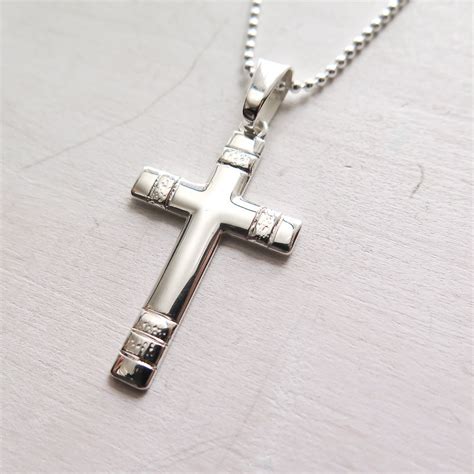 Mens Cross Necklace Sterling Silver Large Cross Cross Necklace For Men T For Him