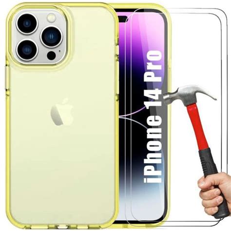 Coque Silicone Pour Iphone Pro Semi Transparent Jaune Verres