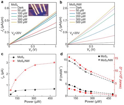 Improved Performance Of A Mixed Dimensional Mos Nw Photodetector