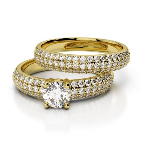 Gold Platinum Round Cut Diamond Bridal Set Ring Agdr 1152 Diamond