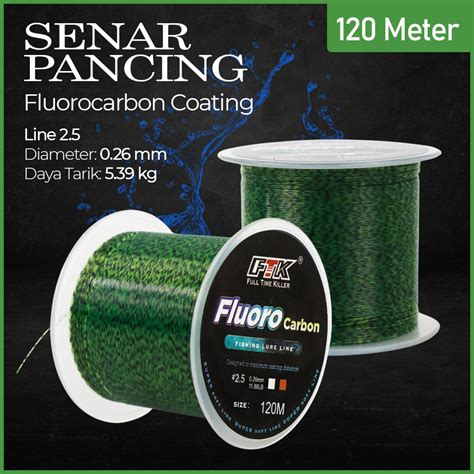 FTK Senar Pancing Invisible Spot Fluorocarbon Coating 120M 2 5 FT12