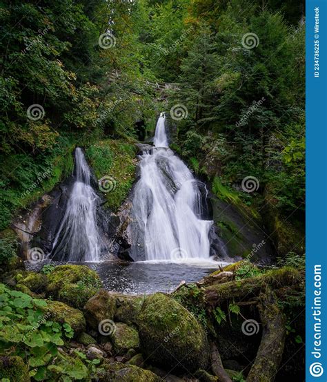 Vertical Shot Of A Waterfall In The Triberg In The Black Forest Baden