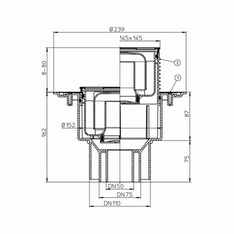 HL3100 Трап душевой DN50/75/110 вертикальный выпуск 145×145 мм система ...