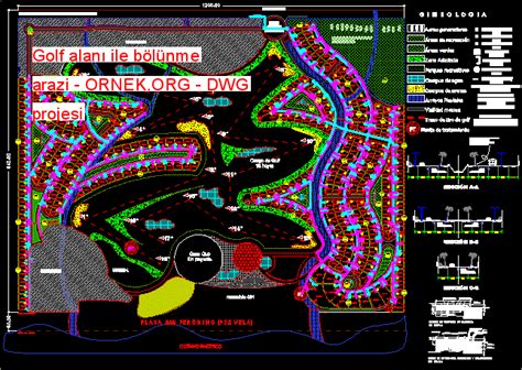 Golf Alanı Ile Bölünme Arazi Dwg Projesi Autocad Projeler