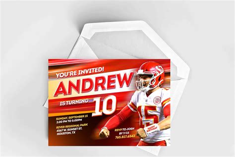 Patrick Mahomes Birthday Invitation Custom, Personalized Kansas City ...