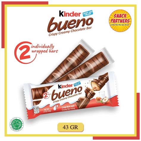 Jual Kinder Bueno Milk Chocolate And Hazelnut Cream Candy Bar 43 Gr