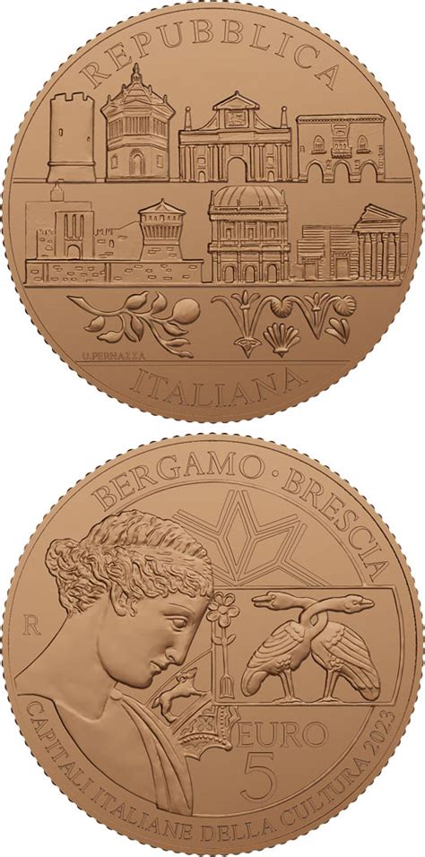 5 euro coin - Italian Cultural Capitals: Bergamo and Brescia | Italy 2023