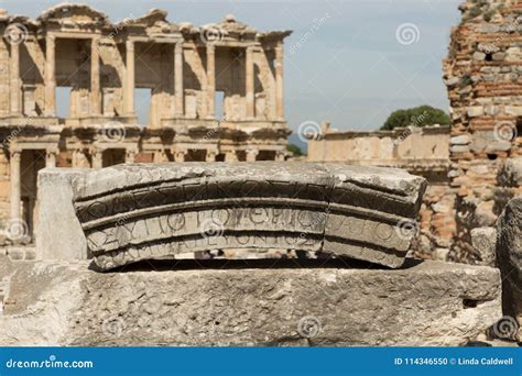 Ruins of the Library in Ancient Ephesus Stock Photo - Image of ...