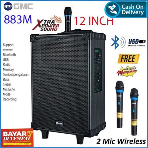 Jual GMC 883M Speaker Portabel Ampli Meeting Bluetooth 12 Inch Free 1