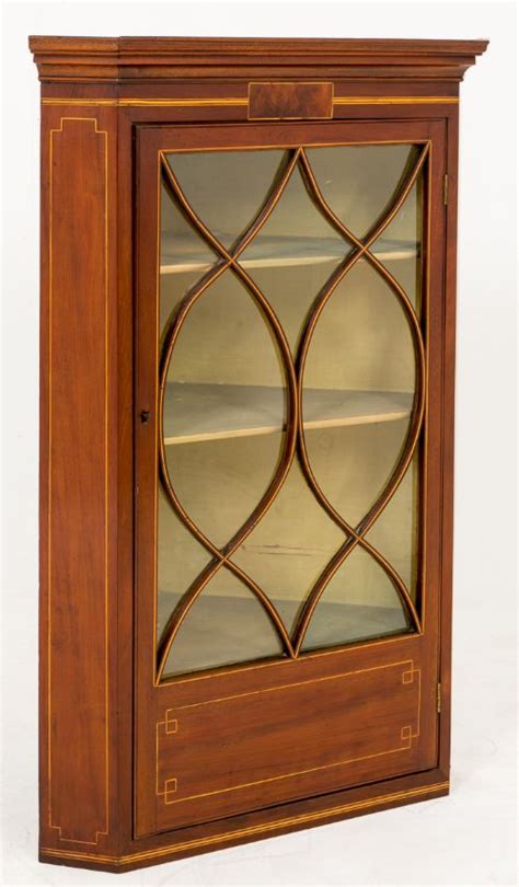 Georgianische Original Antike Vitrine Eckschrank Massivholz Mahagoni