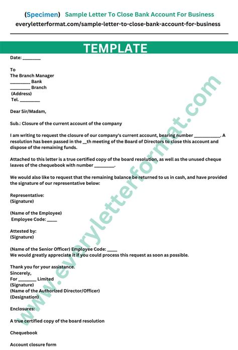 Sample Letter To Close Bank Account For Business Everyletterformat