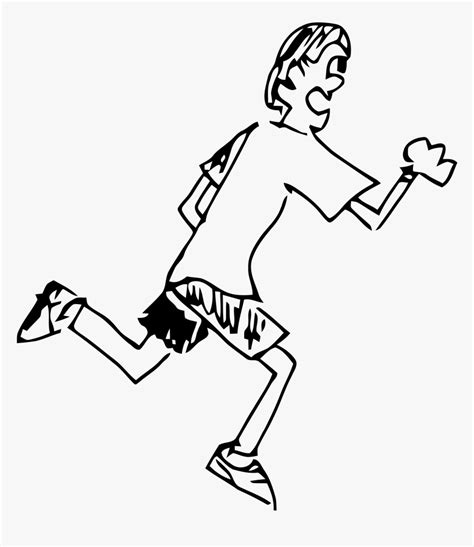 Running Boy Clip Art - Run Png Black And White, Transparent Png - kindpng