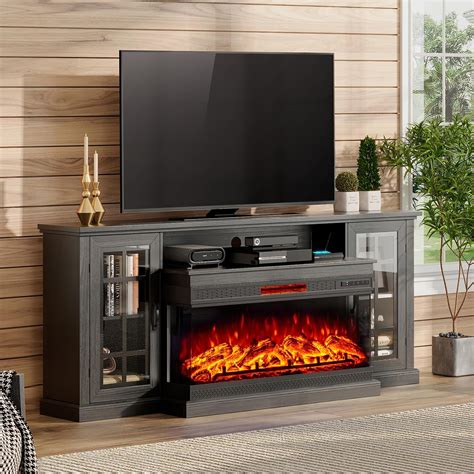 Amazon Amerlife In Sided Glass Fireplace Tv Stand For Tvs Up