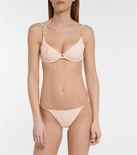 Stella Mccartney Faux Pearl Embellished Bikini Top Stella Mccartney