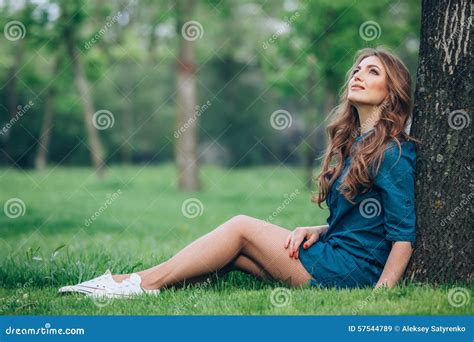 Portrait Of A Beautiful Blonde Outdoors In The Stock Image Image Of