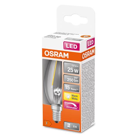 OSRAM LED Kerzenlampe E14 2 8W 827 Dimmbar Klar Lampenwelt Ch