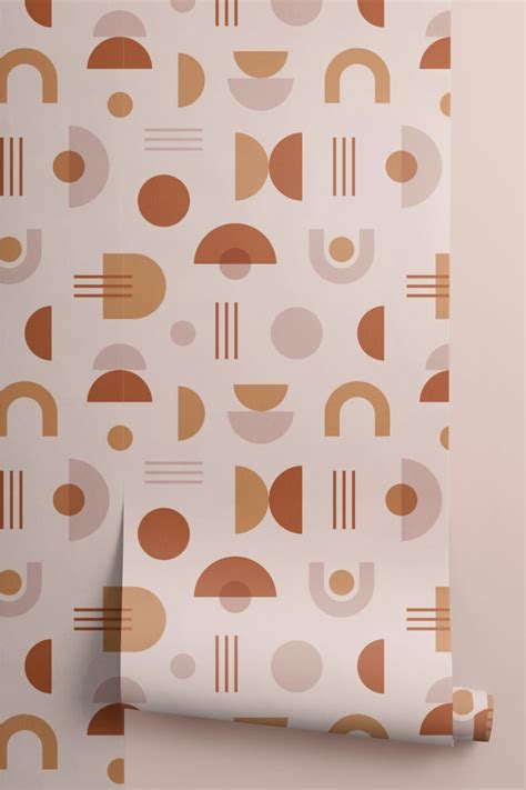 Brown Mid Century Geometric Wallpaper Hovia