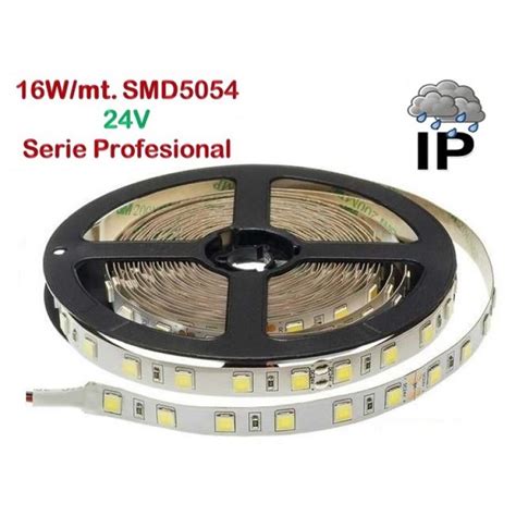 Tira Led 5 Mts Flexible 24v 80w 300 Led Smd 5054 Ip65 Blanco Frío Serie